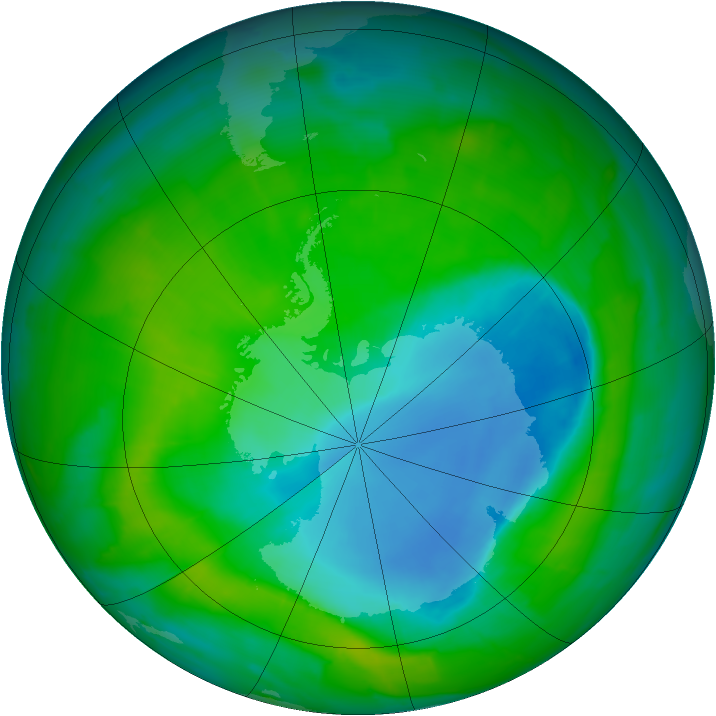 Antarctic ozone map for 07 December 2014